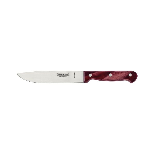 Faca para Cozinha Tramontina Polywood com Lâmina em Aço Inox e Cabo de Madeira Tratada Vermelho 6"