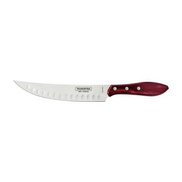 Faca para Carne Butcher Tramontina com Lâmina em Aço Inox e Cabo em Madeira Tratada Polywood Vermelho 8"