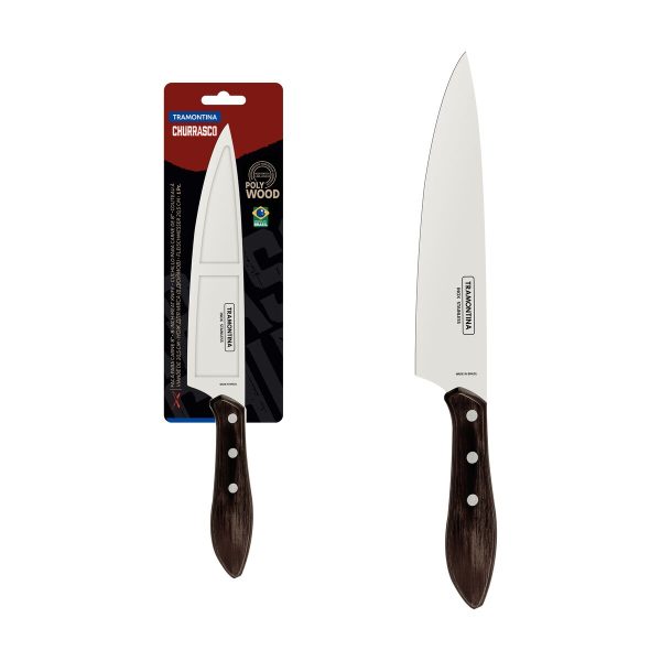 Faca  para Carne Tramontina com Lâmina em Aço Inox e Cabo de Madeira Tratada  Polywood Castanho 8"