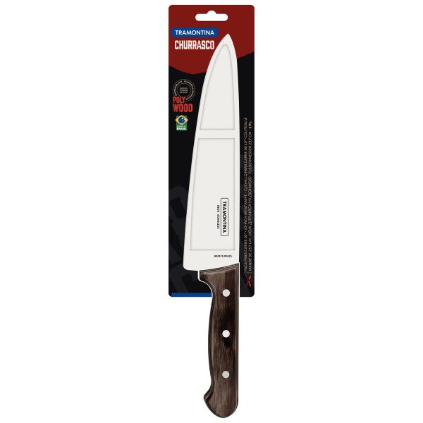 Faca para Carne Tramontina com Lâmina de Aço Inox e Cabo em Madeira Tratada Polywood Castanho 10"