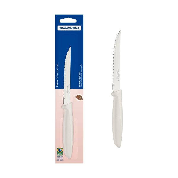 Faca para Churrasco e Frutas Tramontina Plenus com Lâmina em Aço Inox e Cabo de Polipropileno Off White 5"