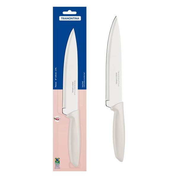 Faca Chef Tramontina Plenus com Lâmina em Aço Inox e Cabo de Polipropileno Off White 8"