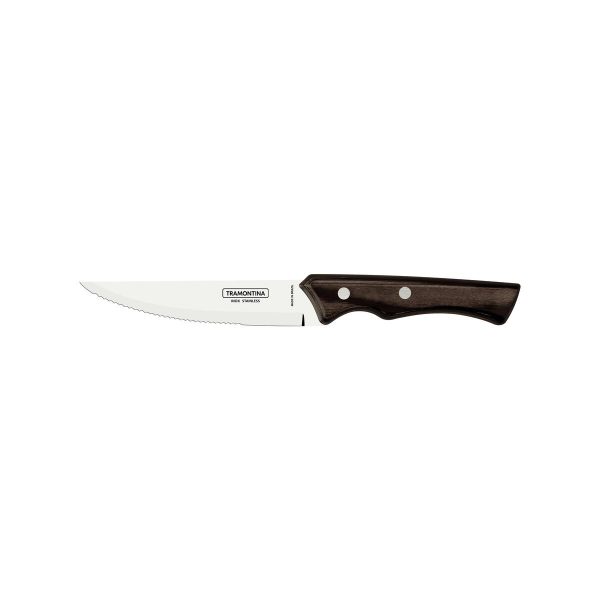 Faca para Churrasco Jumbo Tramontina com Lâmina em Aço Inox e Cabo em Madeira Tratada Polywood Castanho 5"