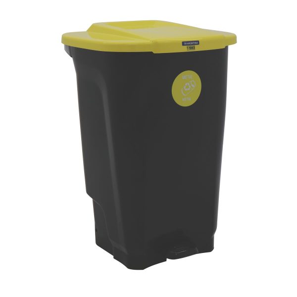 Lixeira Tramontina T-Force Coleta Seletiva Metal em Polipropileno Preto e Amarelo 100 L