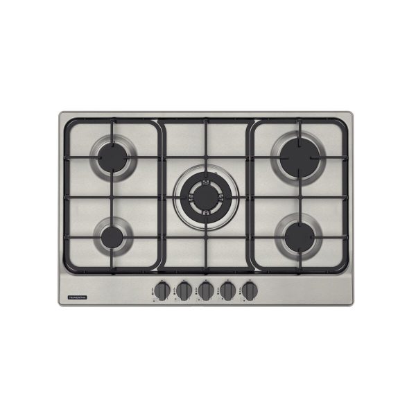 Cooktop a Gás Tramontina Penta FF 5GX Tri 75 em Aço Inox e Trempes em Ferro Fundido com Acendimento Superautomático 5 Queimadores