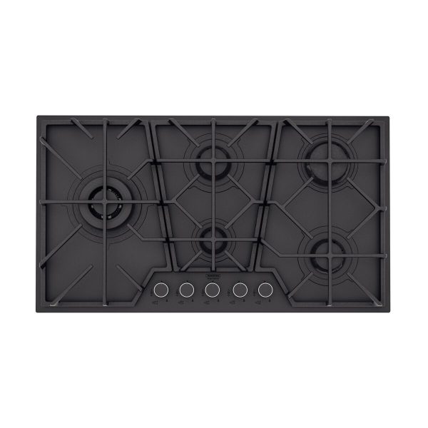 Cooktop a Gás Tramontina Design Collection Penta Glass Black Series 5GG B 90 em Ferro Fundido Preto Fosco