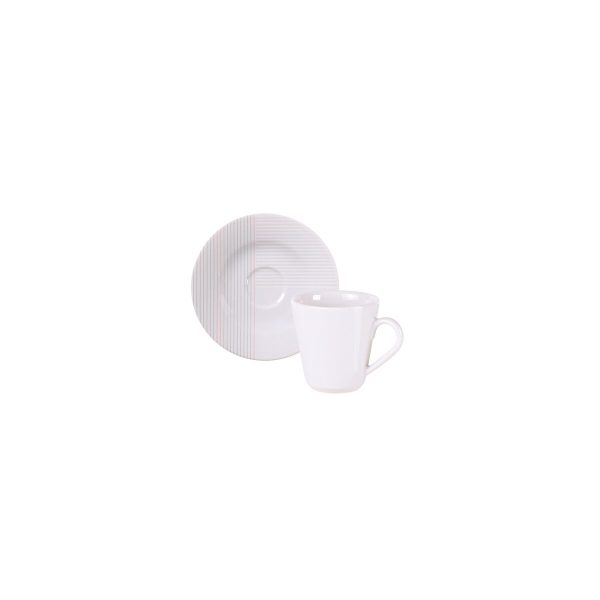 Conjunto Xícara e Pires de Café Tramontina Grid em Porcelana Decorada, 70 ml 2 Peças