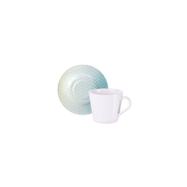 Conjunto Xícara e Pires de Chá Tramontina Polaris em Porcelana Decorada, 185 ml 2 Peças