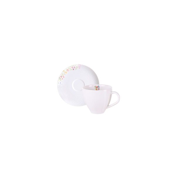 Conjunto Xícara e Pires de Café Tramontina Artemis em Porcelana Decorada 100 ml 2 Peças