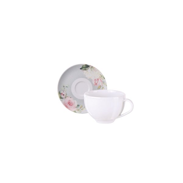 Conjunto Xícara e Pires de Chá Tramontina Ornatta em Porcelana Decorada 250 ml 2 Peças