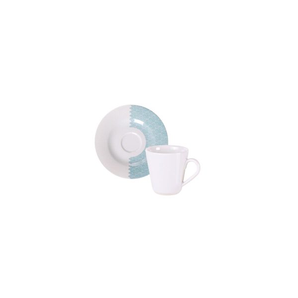 Conjunto Xícara e Pires de Café Tramontina Aquarius em Porcelana, 70 ml 2 Peças